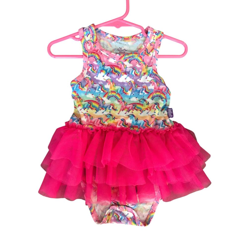 Posh Peanut Lisa Frank Bamboo Rainbow Unicorns Tutu Twirl Dress Size 18-24mo